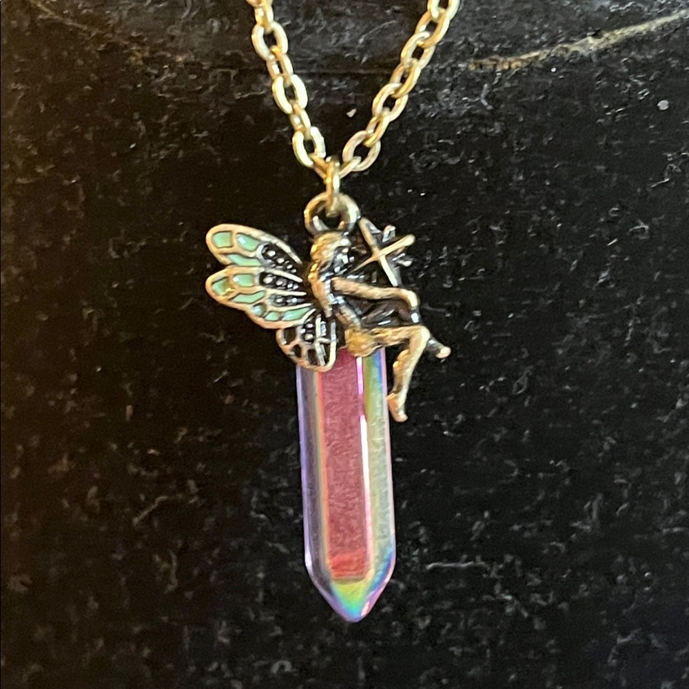 Fairy Pendant with Crystal Charm Necklace